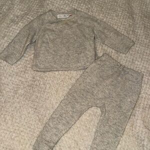 Zara Cashmere Gray Knit Baby Sweater and Pants Set
